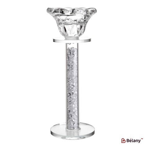 Glass candle holder with glass chips for 1 candle "Shine L"
