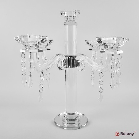 Glass candle holder, for 5 candles, 34 cm