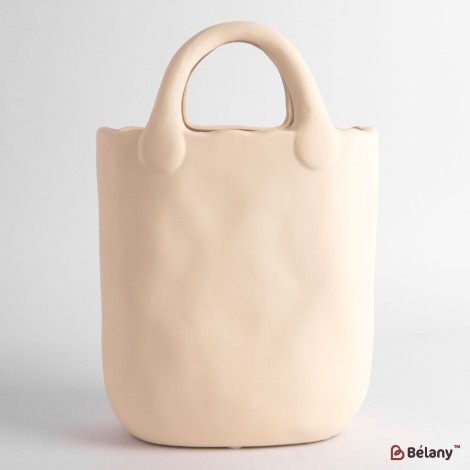 Vaza ceramica "Handbag" persica 28x17