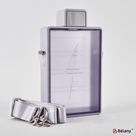 Water bottle, 450 ml, gray, adjustable strap