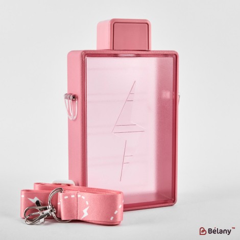 Water bottle, 450 ml, pink, adjustable strap