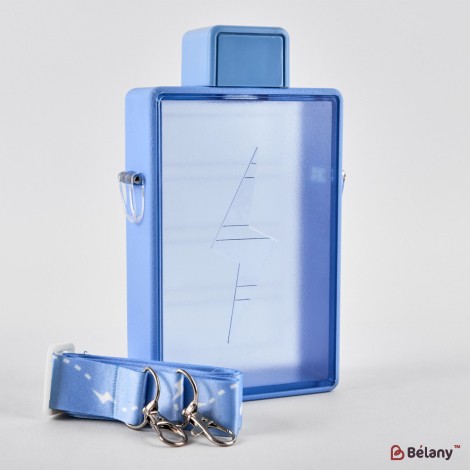 Water bottle, 450 ml, blue, adjustable strap