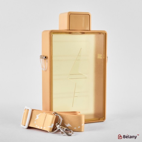 Water bottle, 450 ml, yellow, adjustable strap