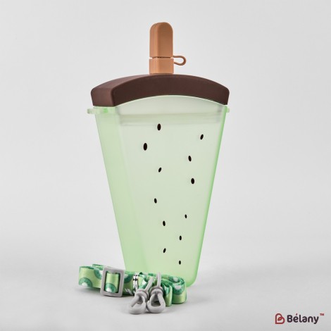 Water bottle, 320 ml, green, adjustable strap