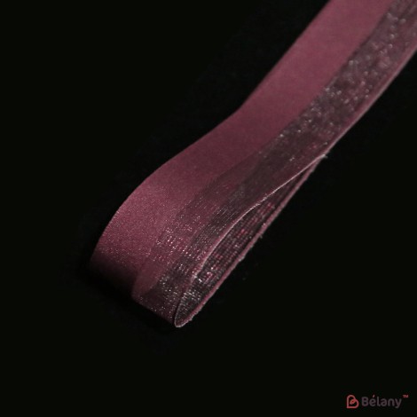 Panglică din organza "Half", Wine, 2,6 cm / 18,28m #011