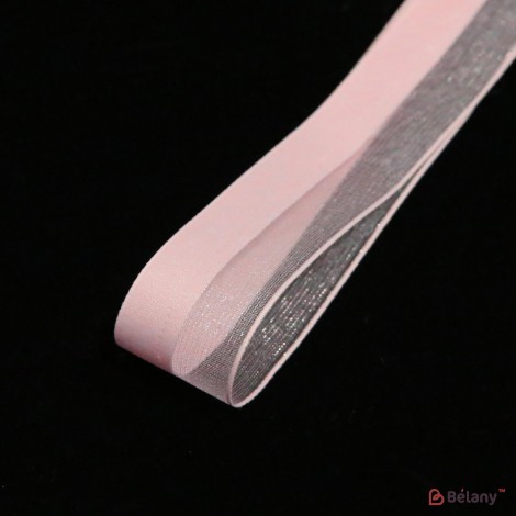 Organza ribbon "Half", Light pink, 2.6 cm / 18.28m #165