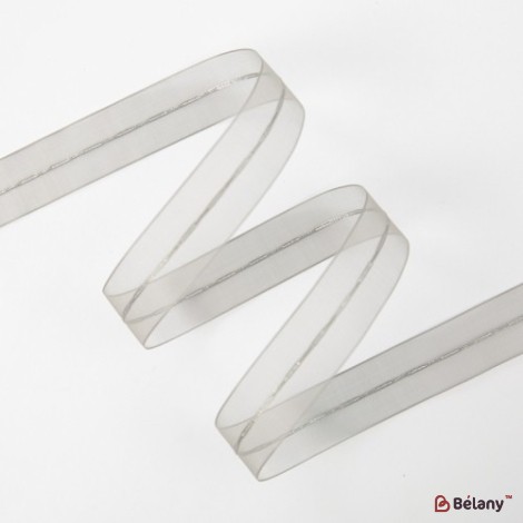 Organza ribbon "Beauty Line", gray 2.5 cm / 32m #121