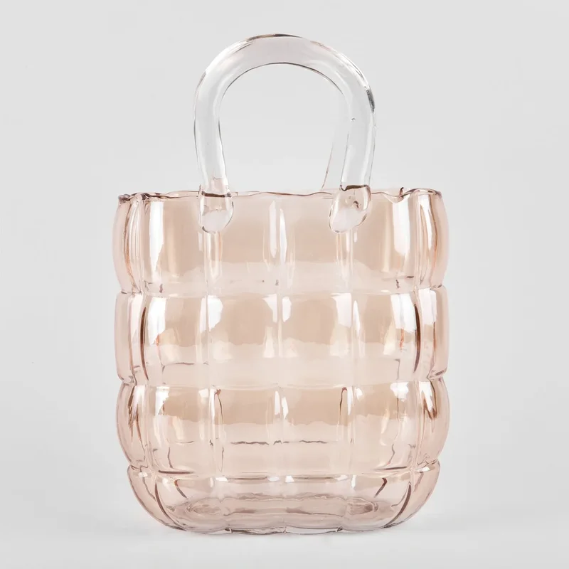 Vaza de sticla "Handbag L" piersica 28/18