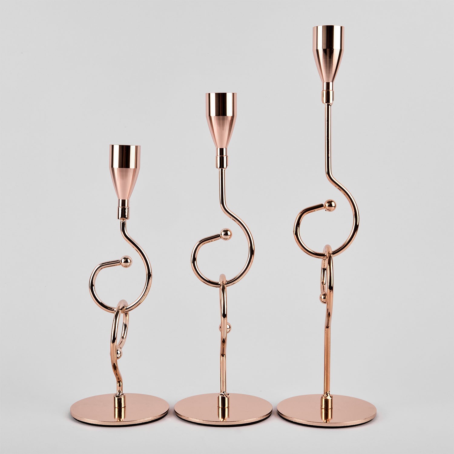 Zestaw 3 świeczników "Chain" 30/25/21 złoto