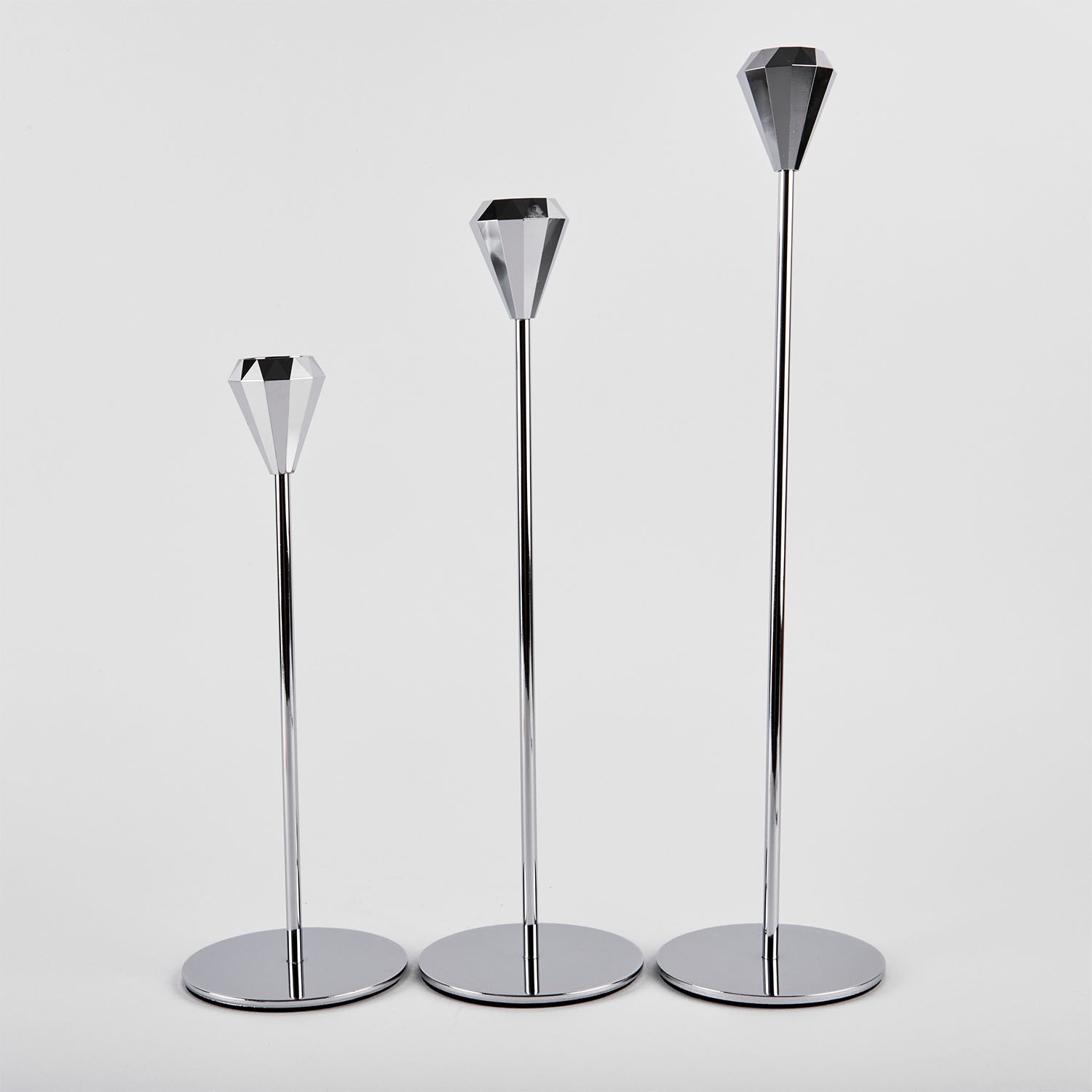 Set of 3 candlesticks "Ruby" 31/26/21 silver