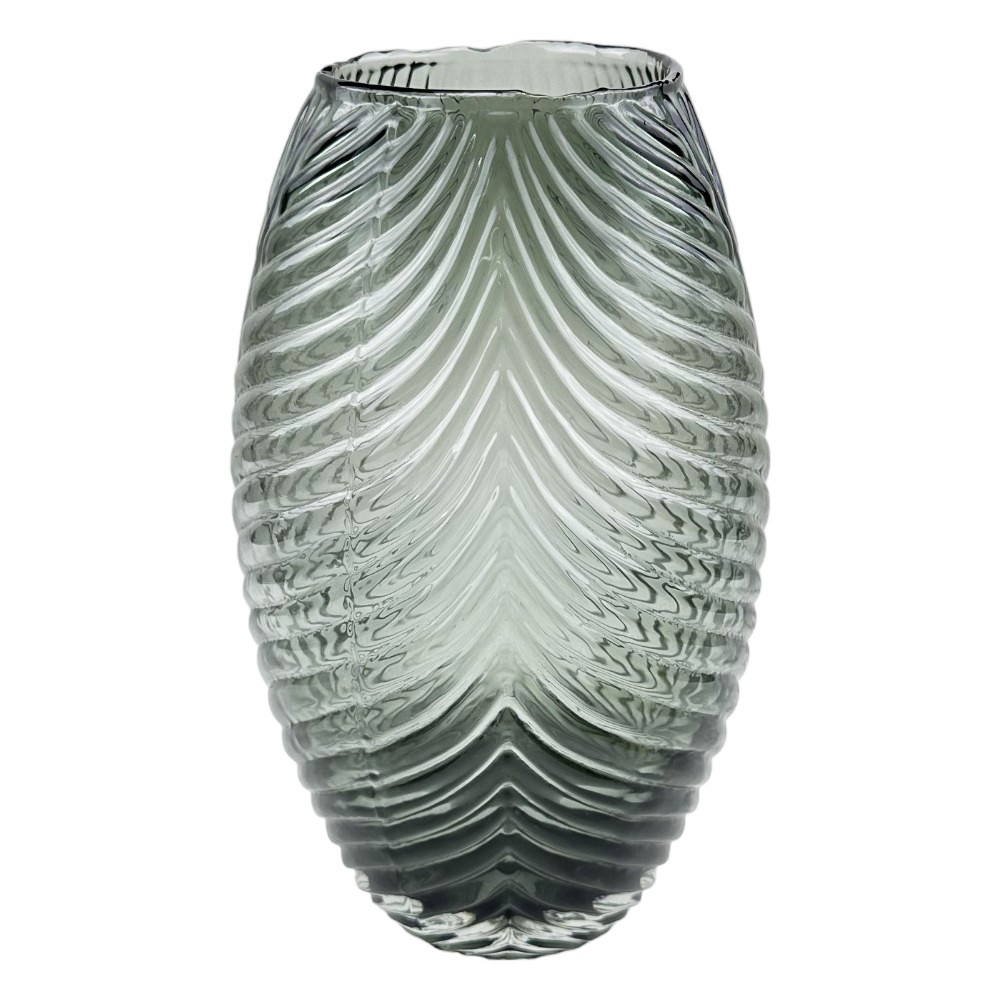 Vaza de sticla "Leaf S" gri