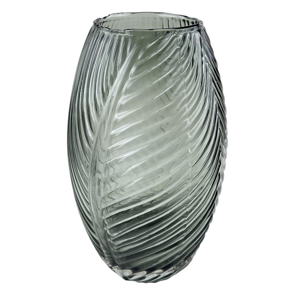 Vaza de sticla "Leaf S" gri photo 2