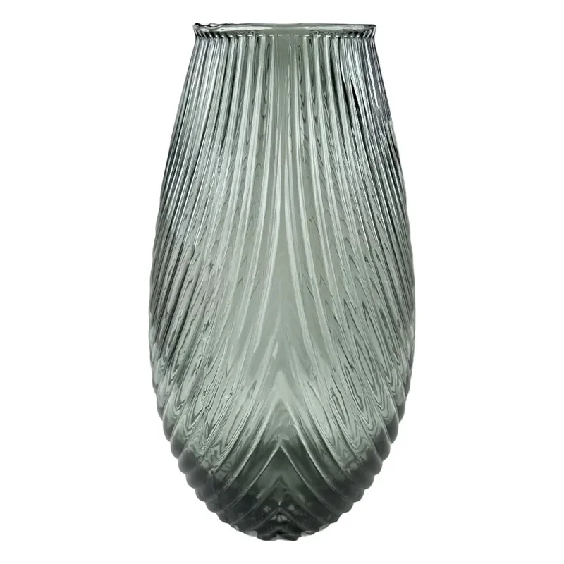 Vaza de sticla "Leaf M" gri