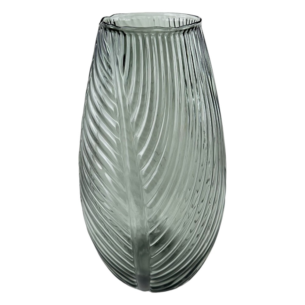 Vaza de sticla "Leaf M" gri photo 2