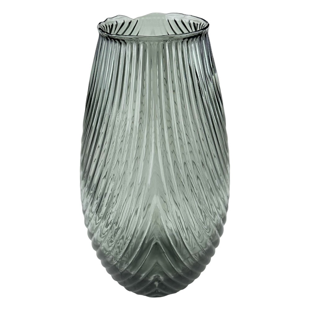 Vaza de sticla "Leaf M" gri photo 3