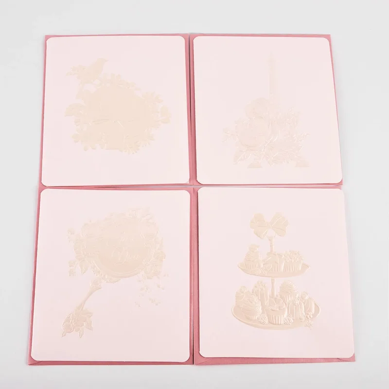 Gift cards with envelope, 12 pieces, 4 designs, 14x16cm