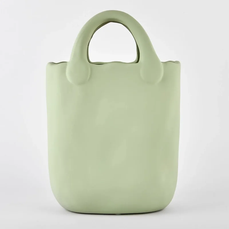 Vaza ceramica "Handbag L" verde 28x17