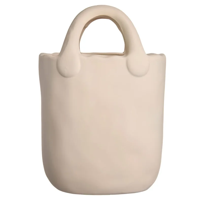 Vaza ceramica "Handbag S" crema 22x14