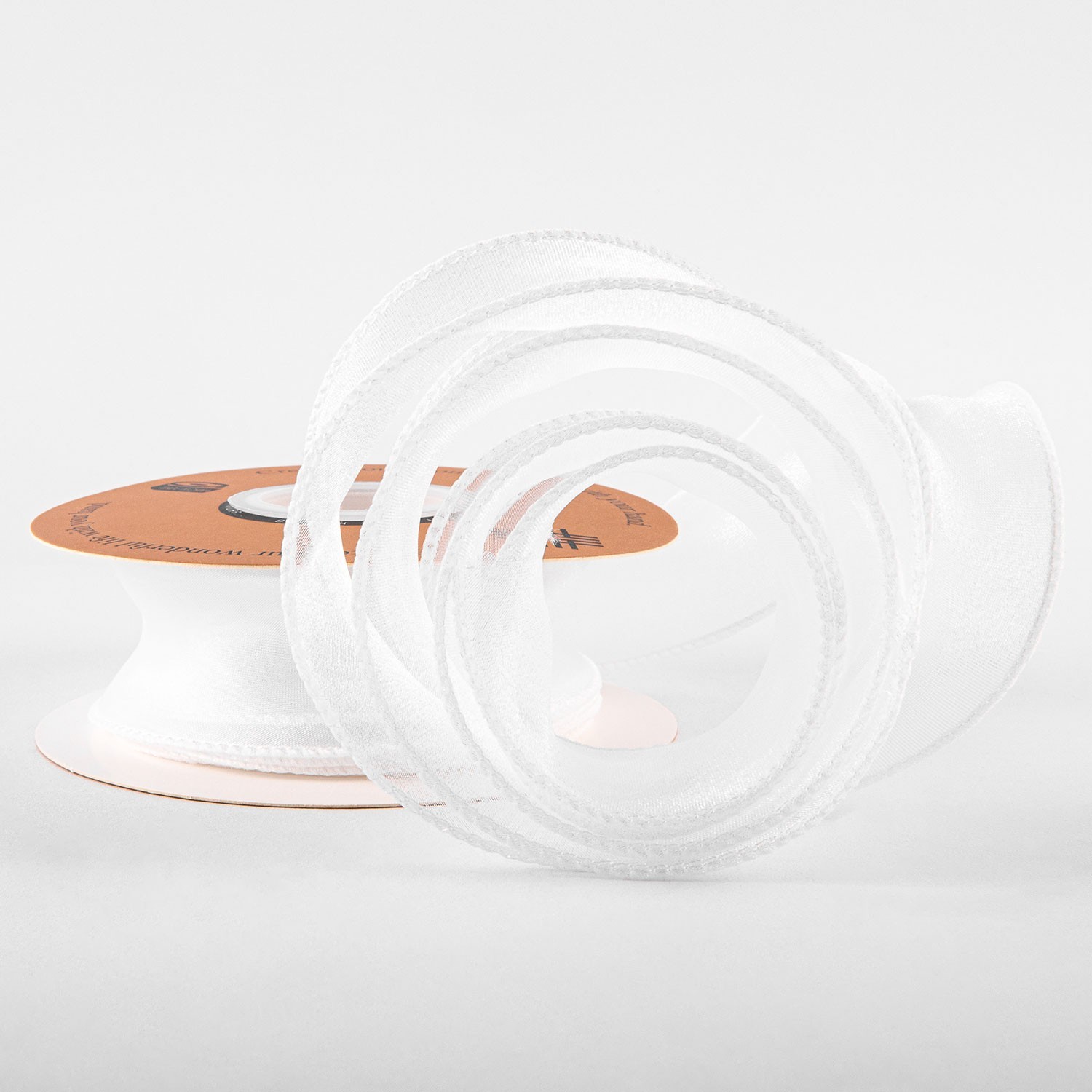 Wstążka z organzy "Uni", biała, 4cm / 9,11m #01