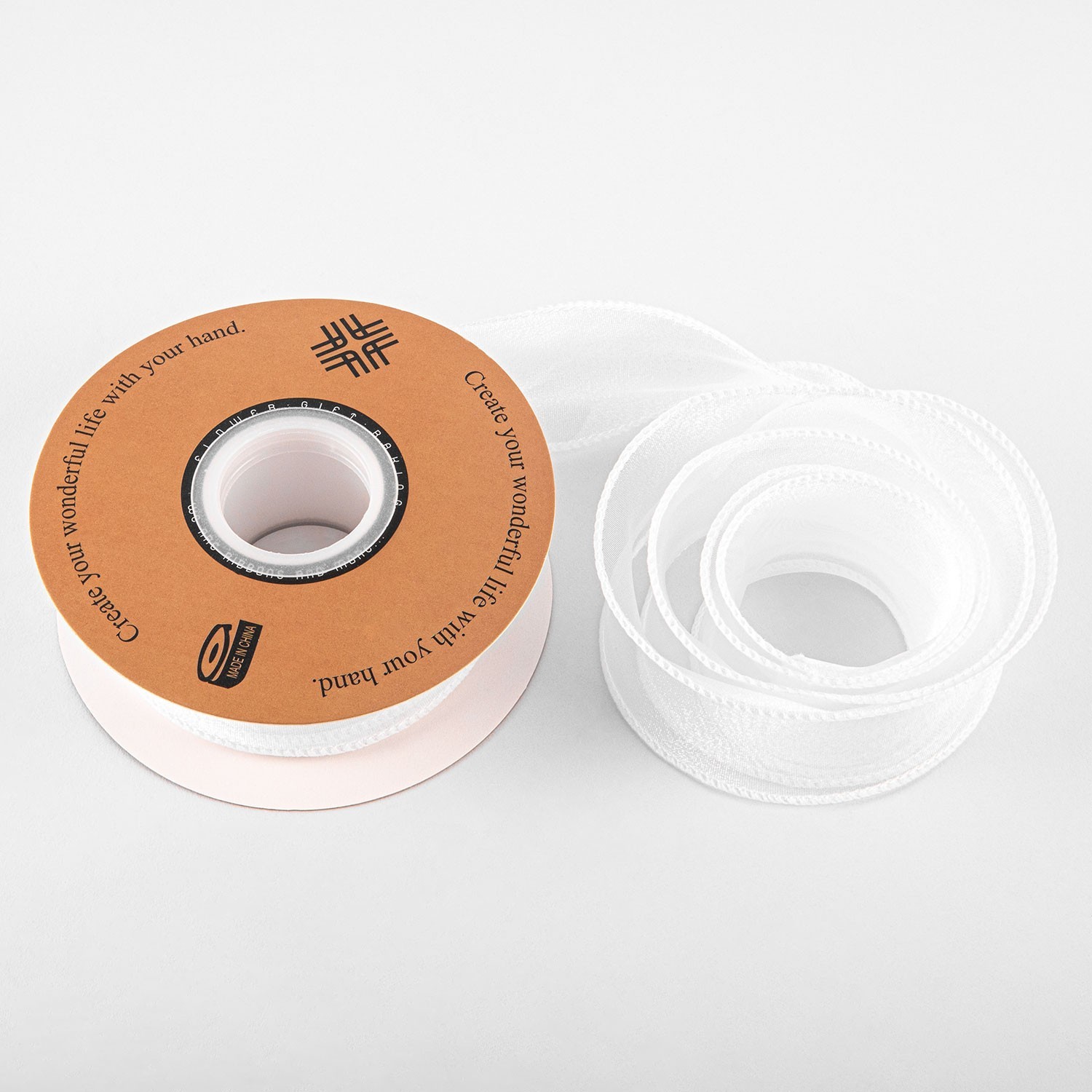 Wstążka z organzy "Uni", biała, 4cm / 9,11m #01 photo 3