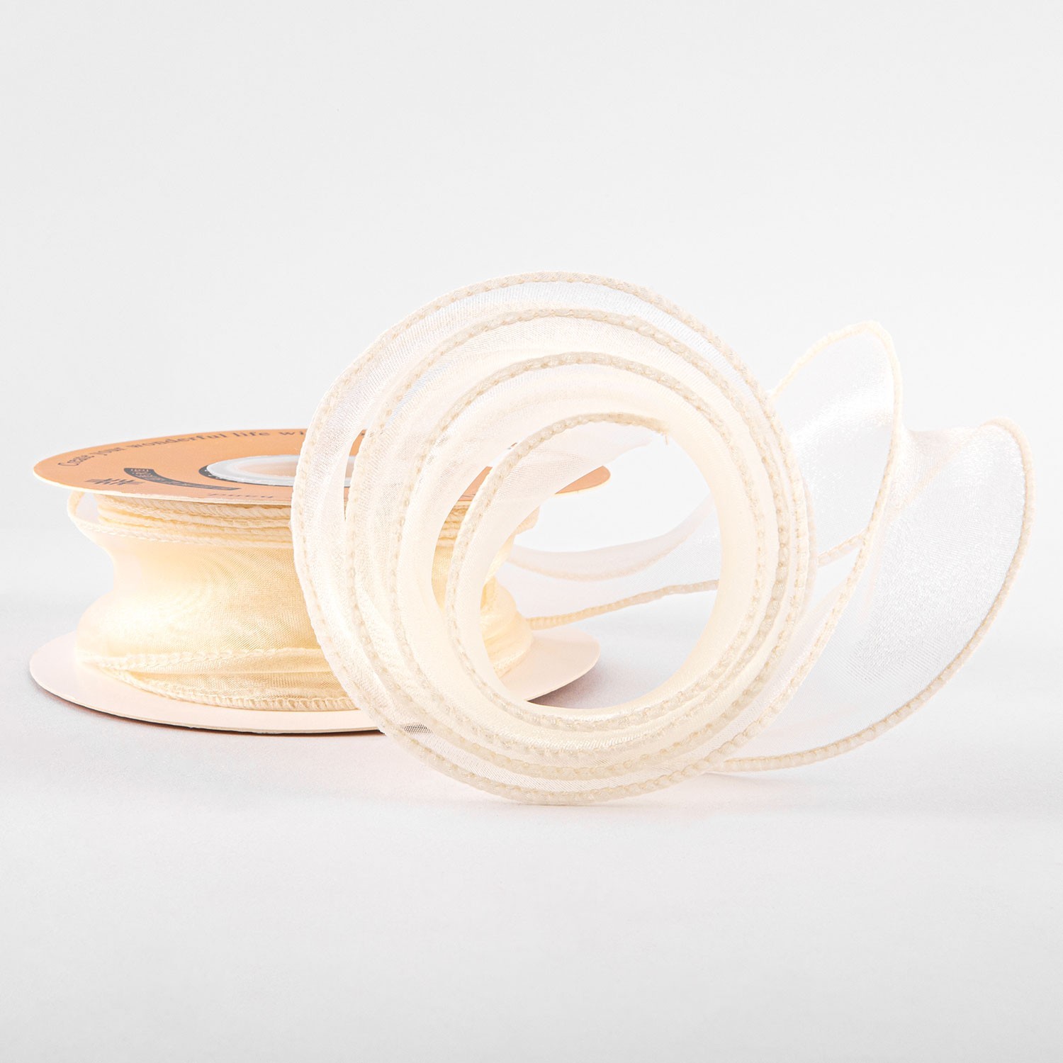 Wstążka z organzy "Uni", beżowa, 4cm / 9.11m #01