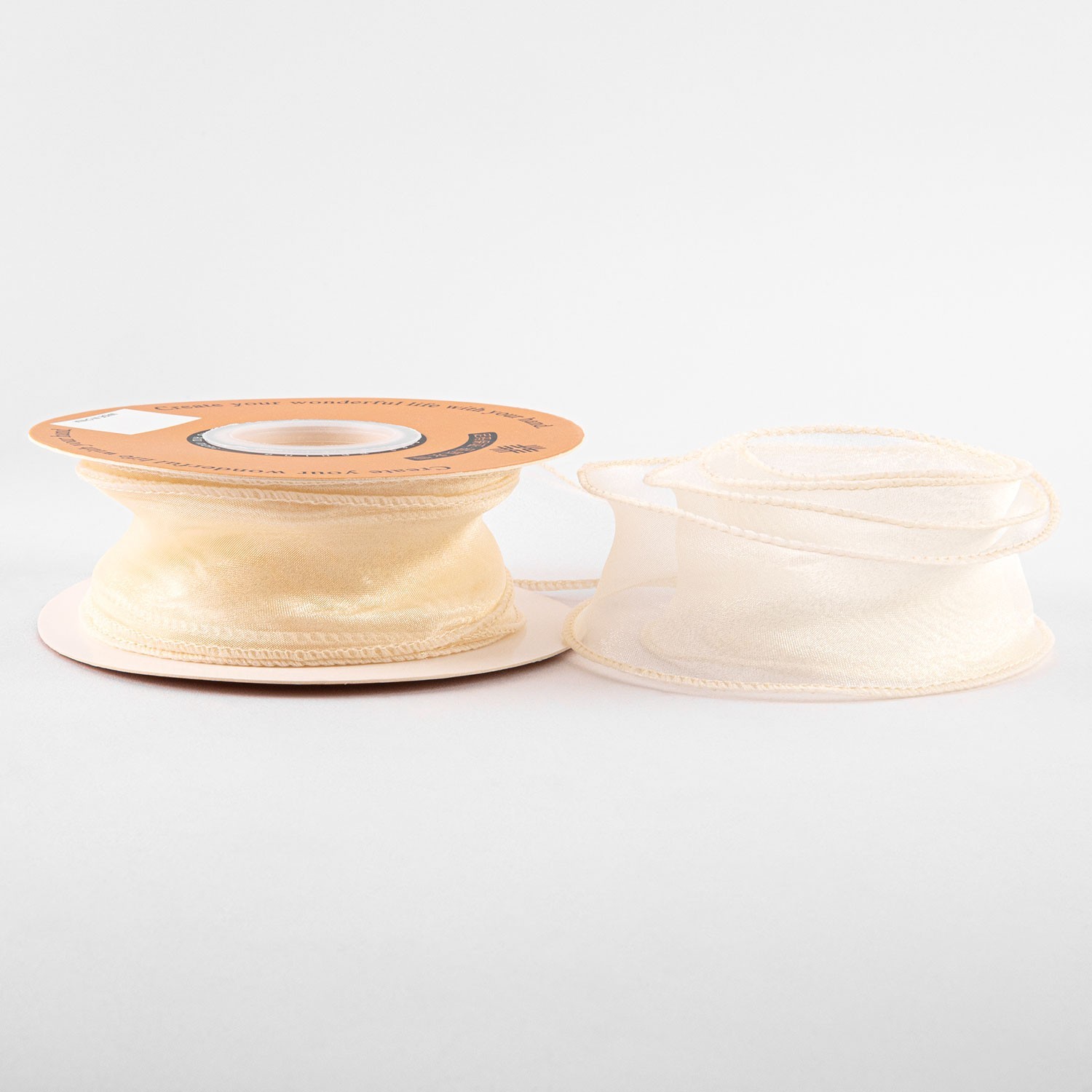 Wstążka z organzy "Uni", beżowa, 4cm / 9.11m #01 photo 2