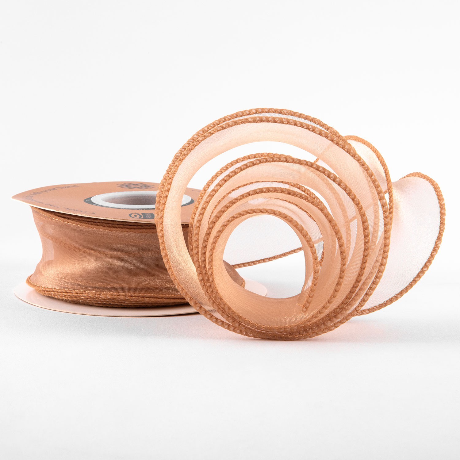 Wstążka z organzy "Uni", brązowa, 4 cm / 9,11 m #74