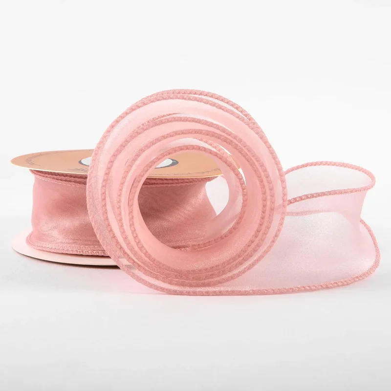 Wstążka z organzy "Uni", różowa, 4cm / 9.11m #97