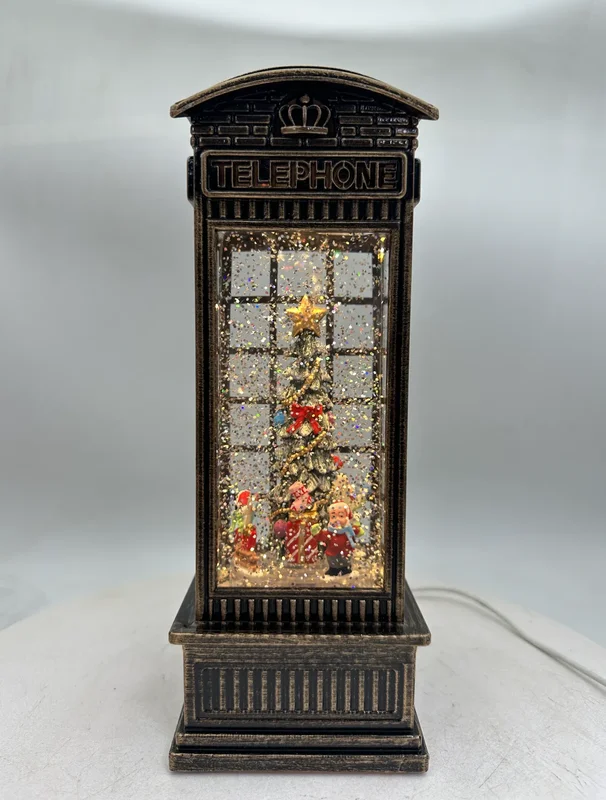 "Phone box #3" interactive snowfall figurine