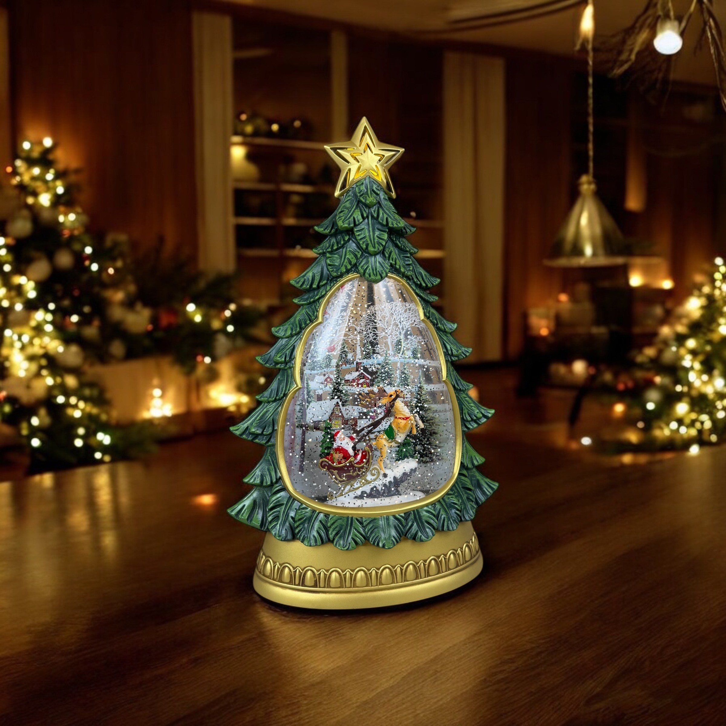 Figurină interactivă „Pom magic de Crăciun #1”Muzică, lumină, USB, 3 buc. baterii AA photo 2