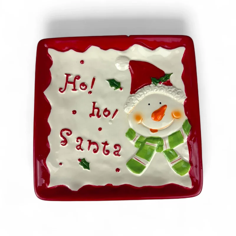 Płytka świąteczna "Ho-ho Santa #2" biała 19/19/2