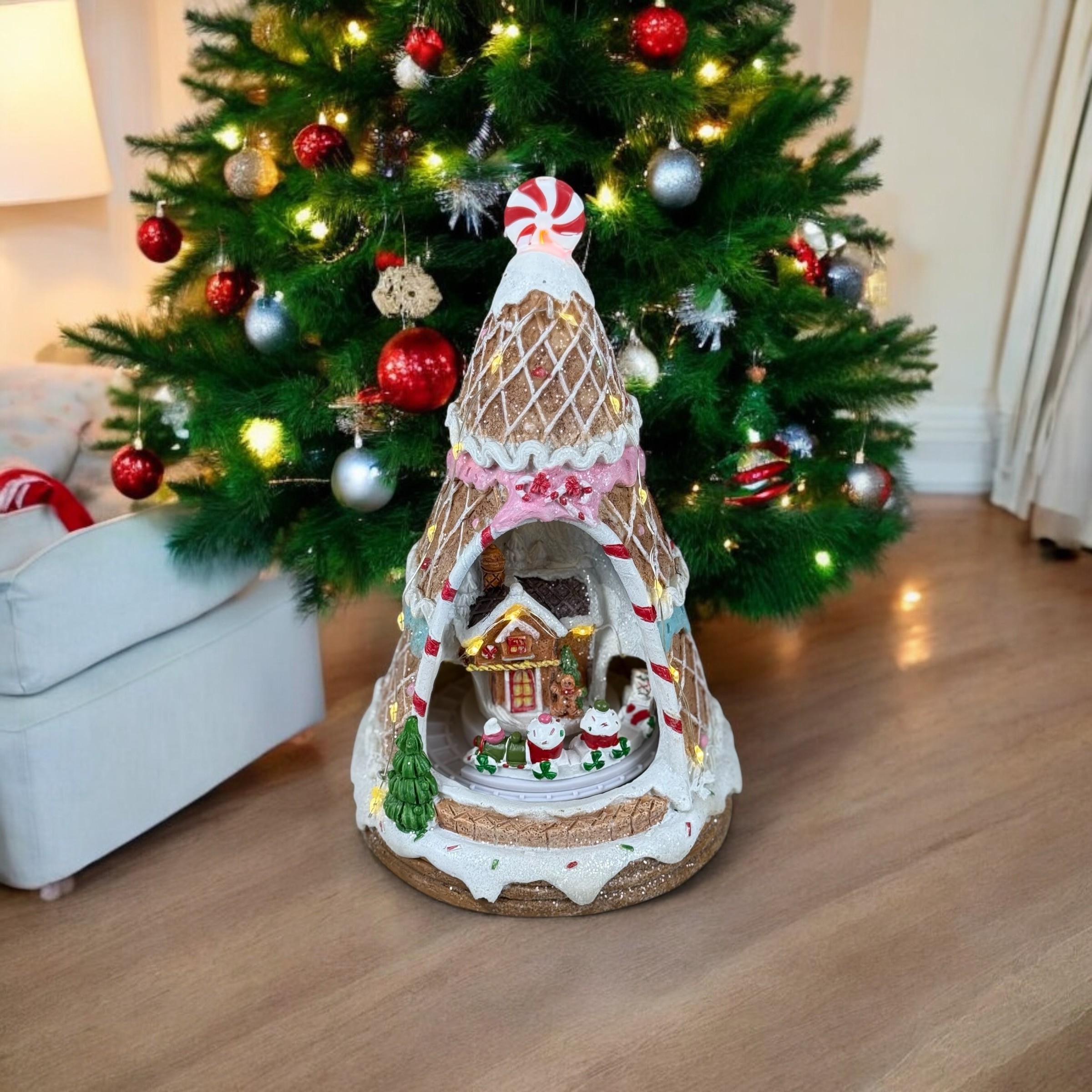 Фигурка на коледна елха #3, музика, светлина, USB, 3 бр. батерии AAA photo 3