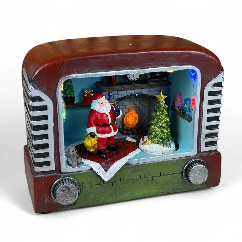 Figurina de Craciun "Radio"Muzică, lumină, USB, 3 buc. baterii AA