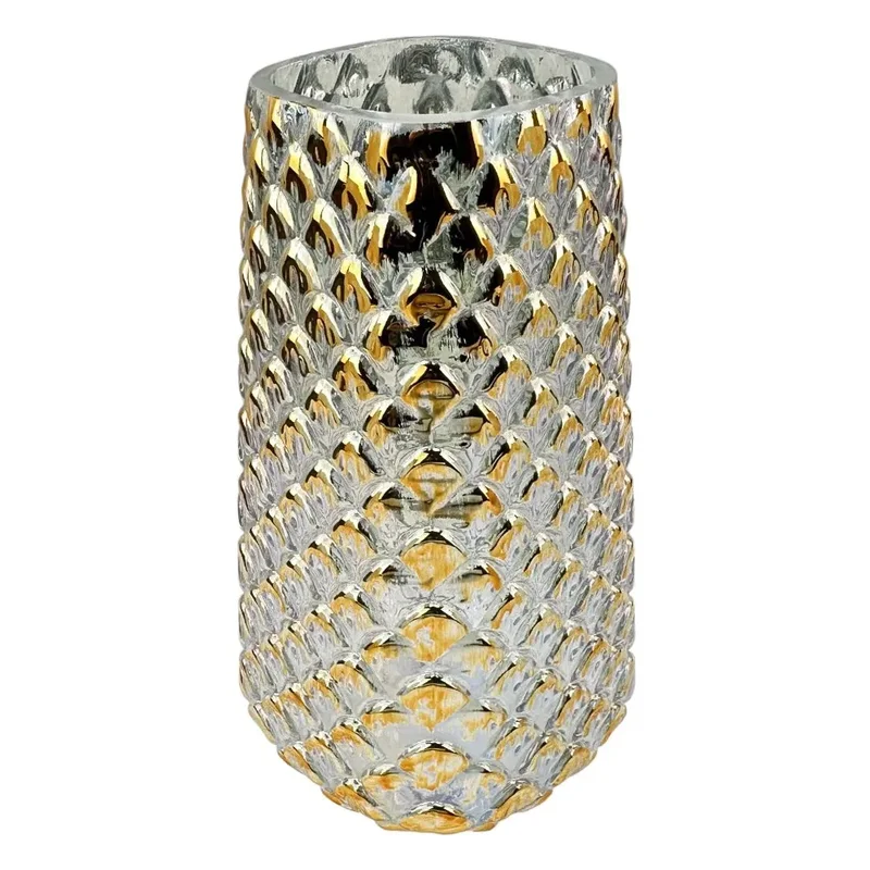 Vaza de sticla "Gold Squama M" gri