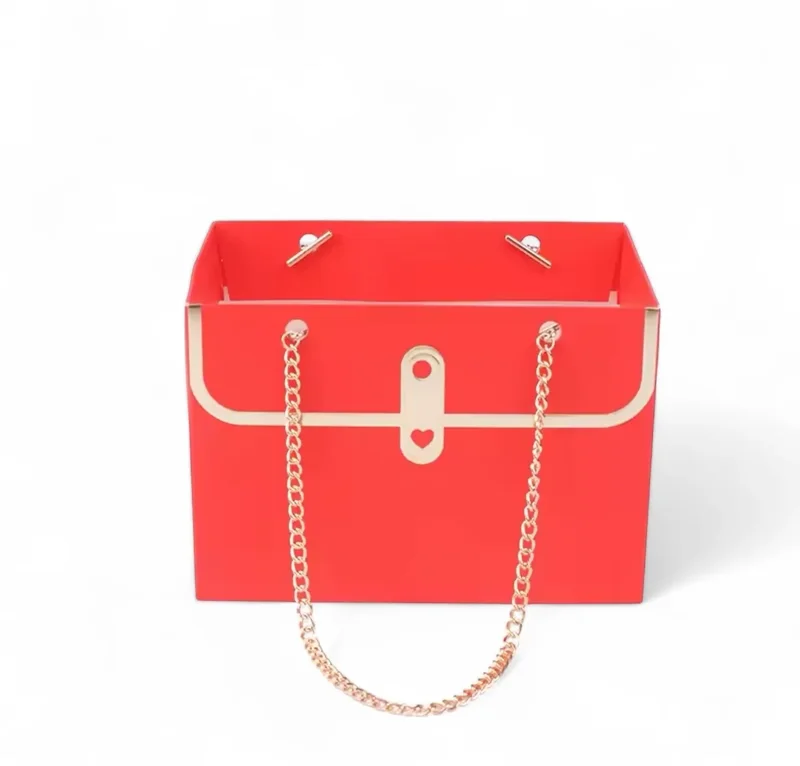 Set 4 genti roz, pe lant placat cu aur 18x15x12