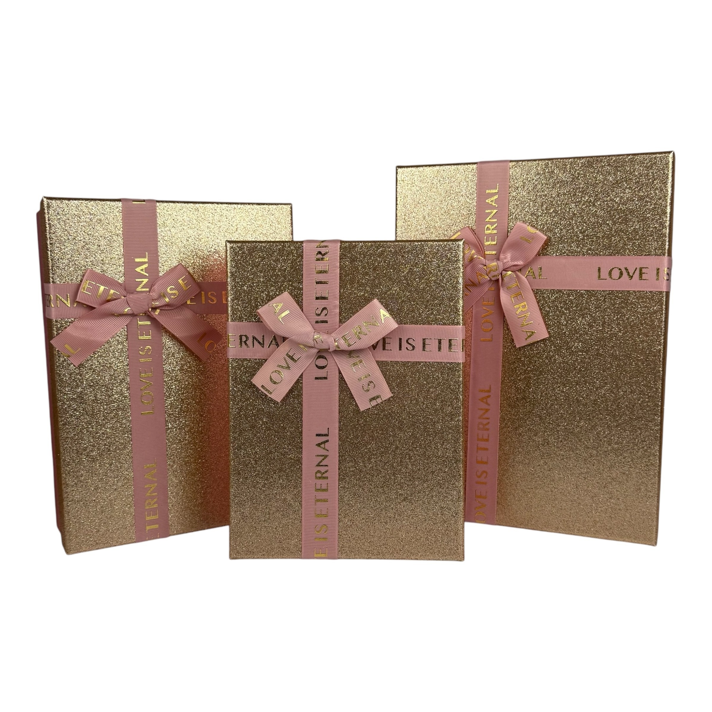 Правоъгълен комплект правоъгълни кутии от 3 части, розово злато "Cuty"