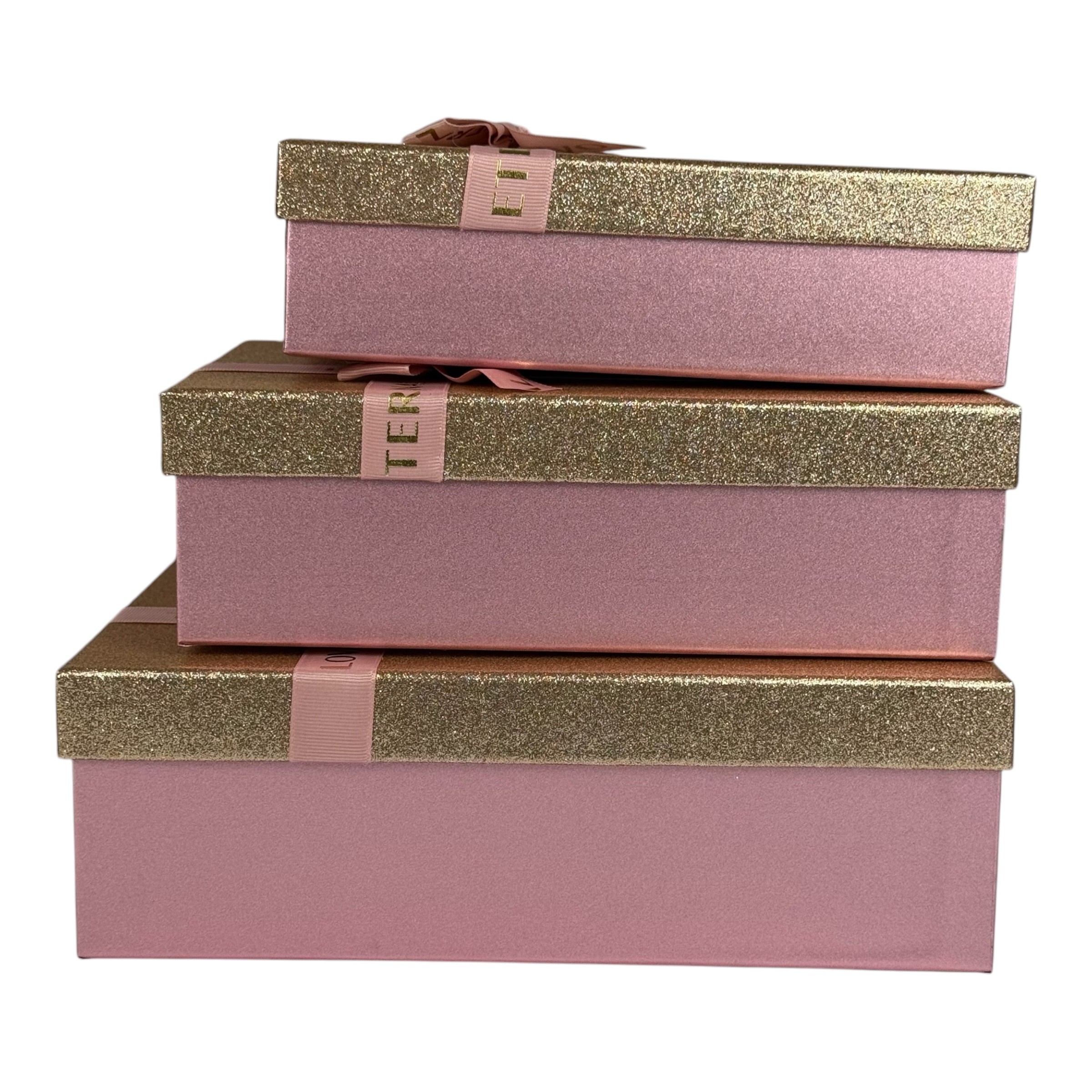 Правоъгълен комплект правоъгълни кутии от 3 части, розово злато "Cuty" photo 3