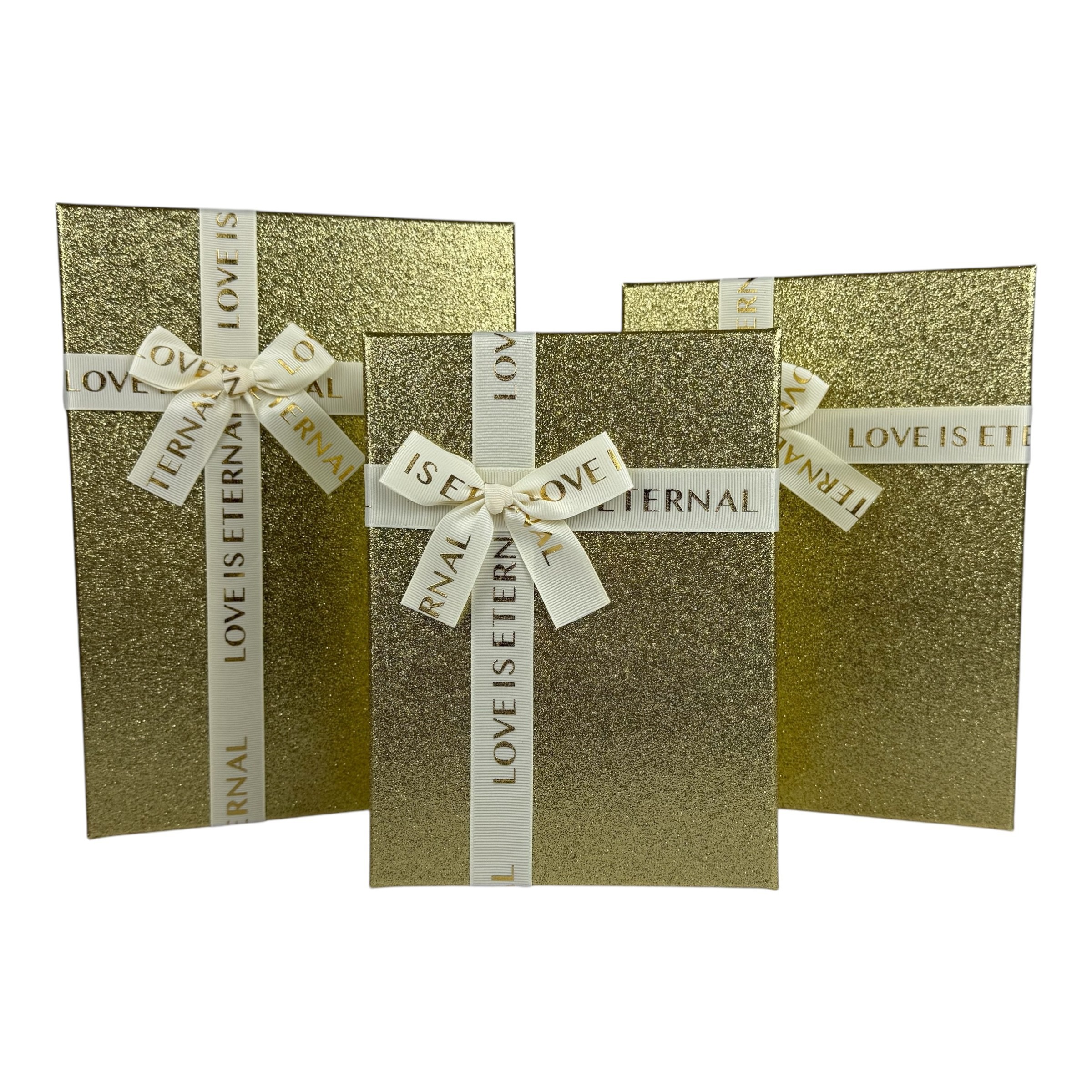 Правоъгълен комплект правоъгълни кутии от 3 части, златен "Cuty"