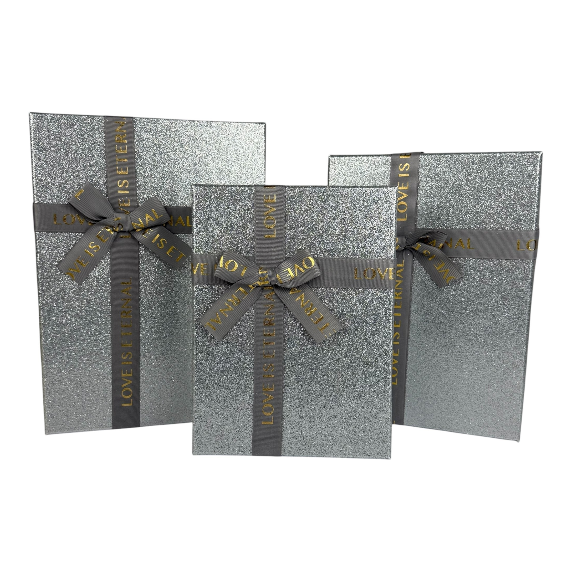 Téglalap alakú 3 darabos ezüst téglalap alakú dobozkészlet "Cuty"