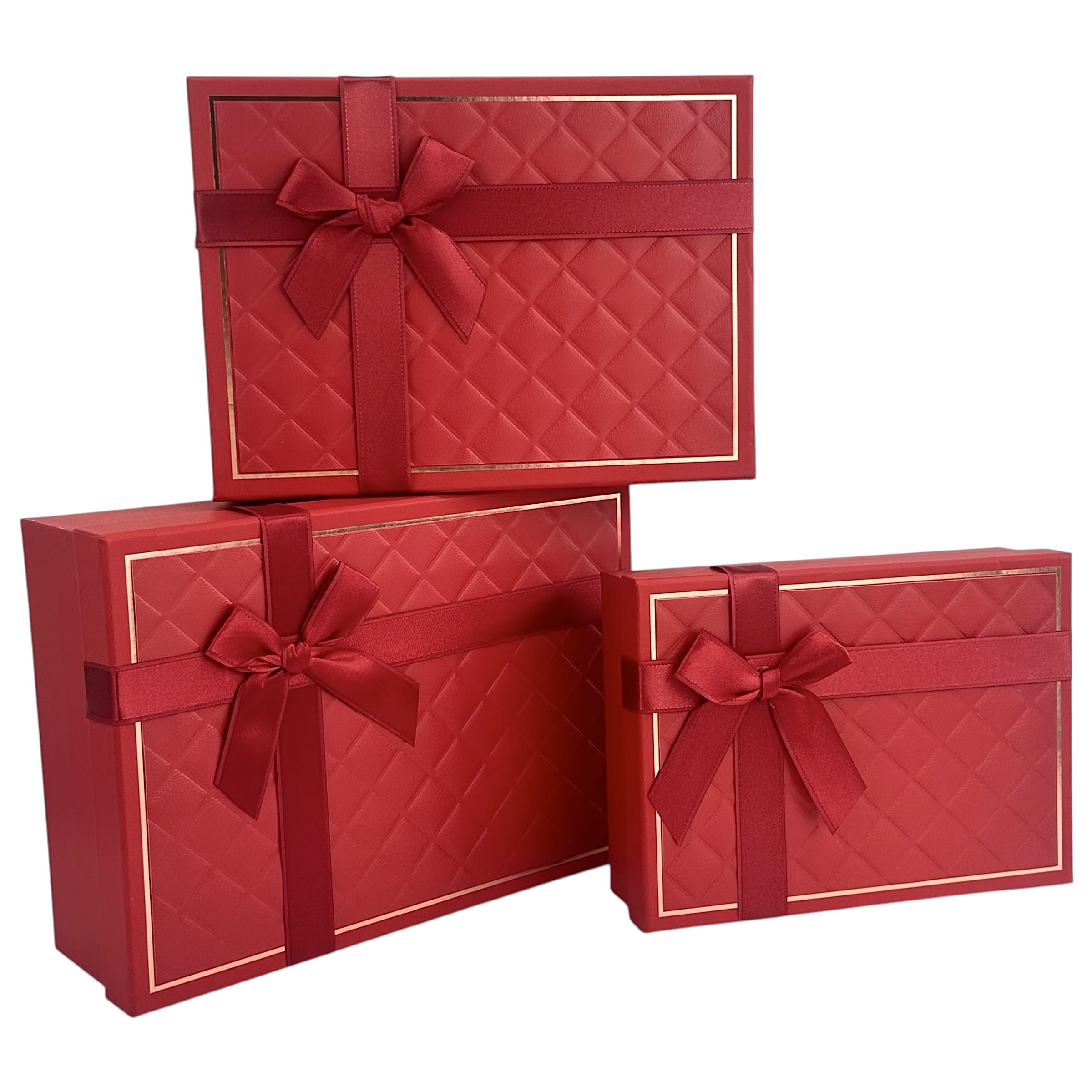 Téglalap alakú 3 darabos téglalap alakú dobozkészlet, piros "Awesome"