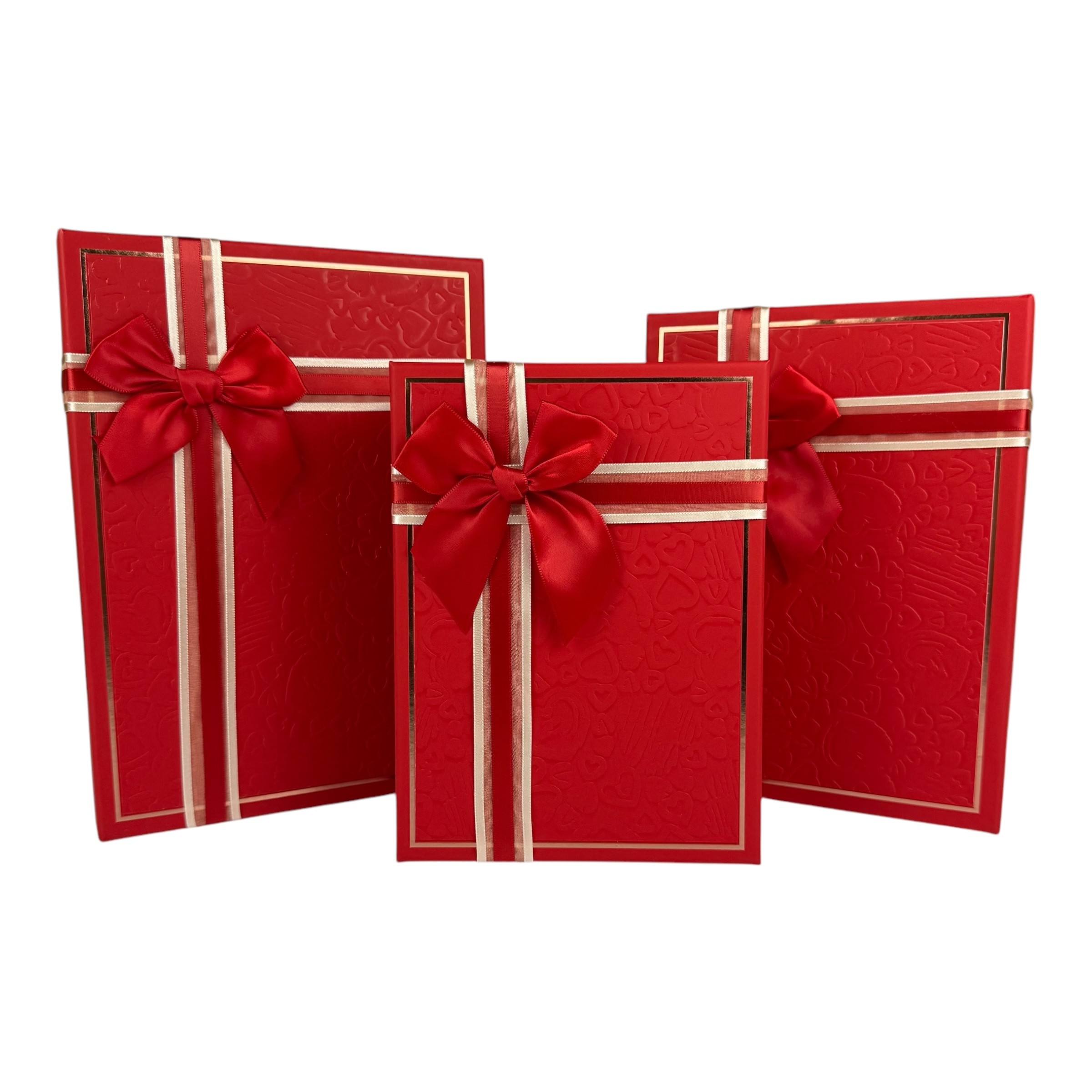 Правоъгълен комплект правоъгълни кутии от 3 части, червен "Prestige"