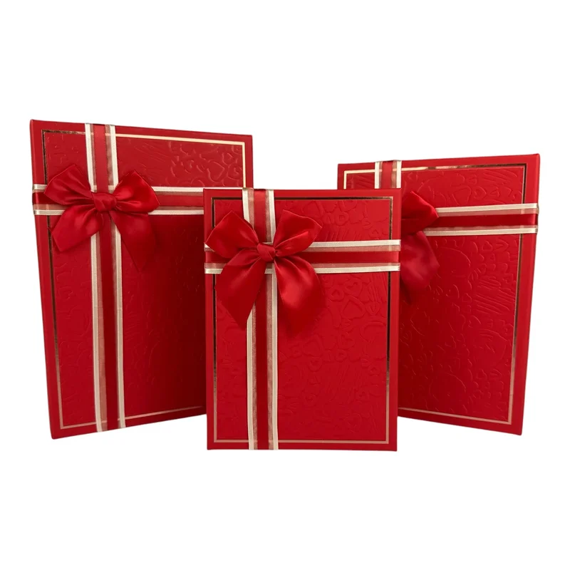 Set cutii dreptunghiulare 3 piese, rosu "Prestige"