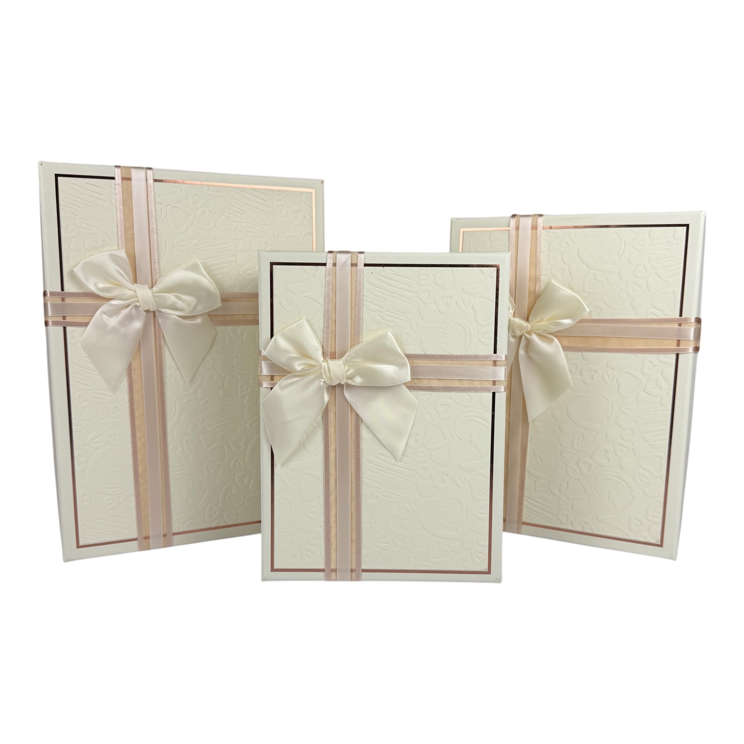 Правоъгълен комплект кутии от 3 части, бял "Prestige"