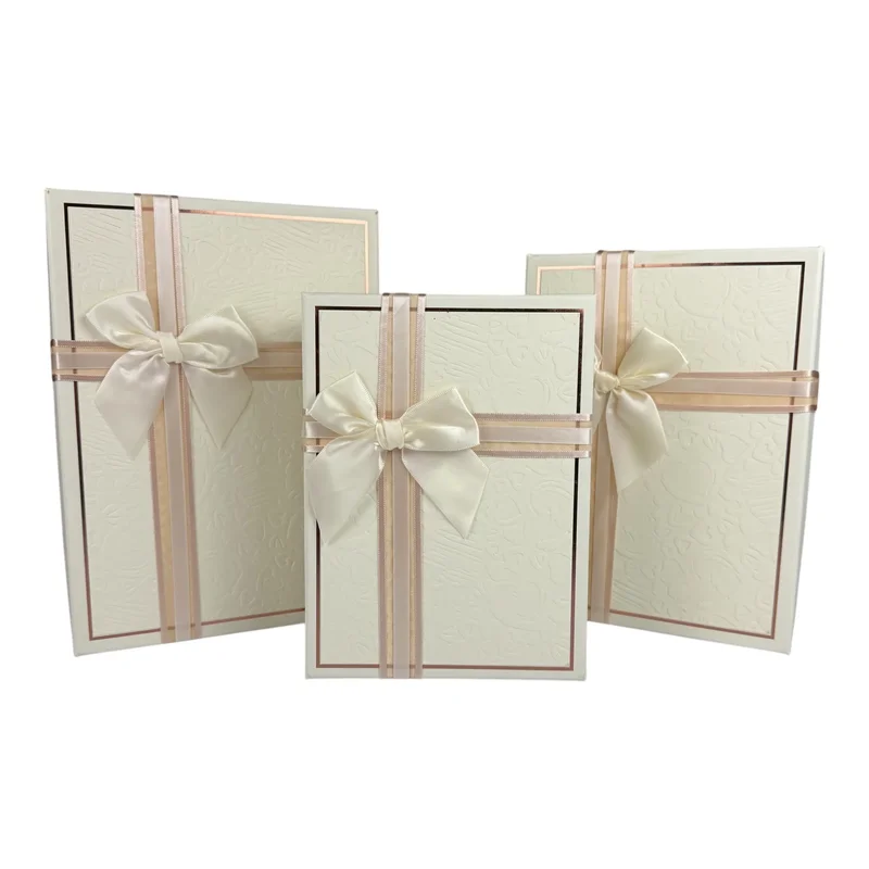 Set cutii dreptunghiulare 3 piese, alba "Prestige"