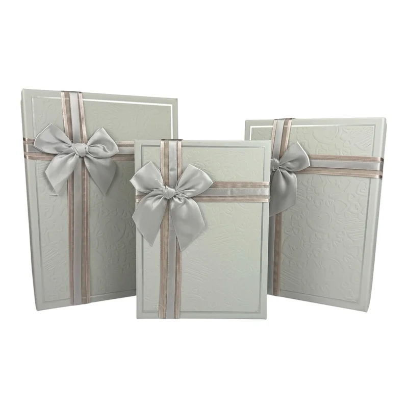 Set cutii dreptunghiulare 3 piese, gri "Prestige"