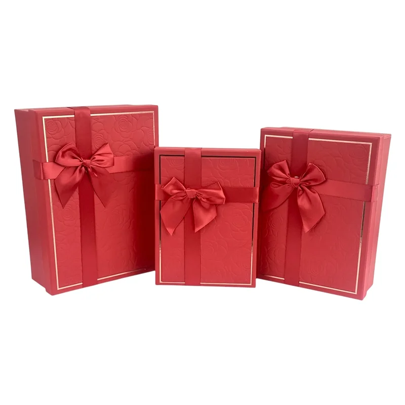 Set cutii dreptunghiulare 3 piese, rosu "Gifty"