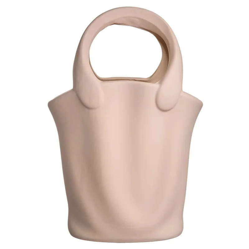 Vaza ceramica "Handbag M" crema 28x12