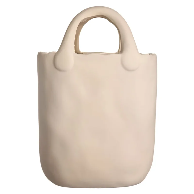 Vaza ceramica "Handbag L" crema 28x17