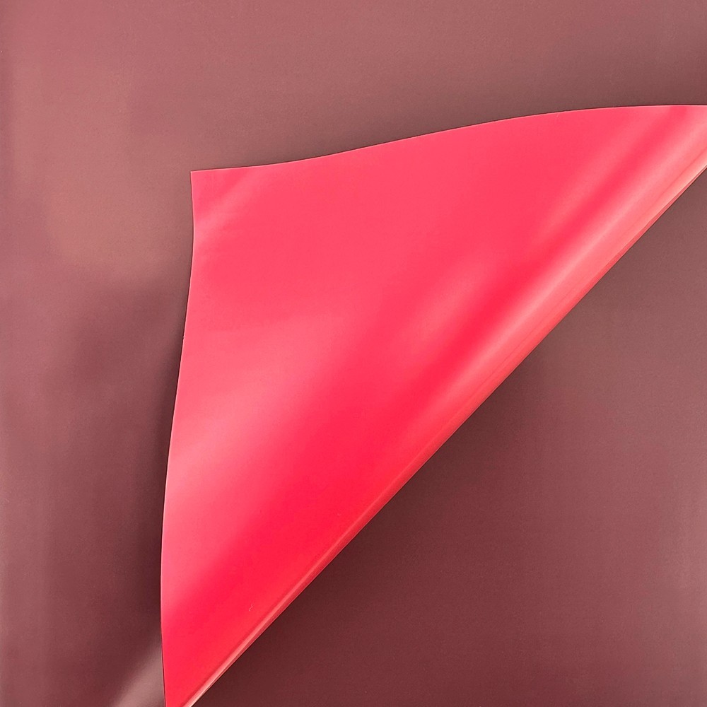 Celofan bicolor cu dungi "Stay happy" rosu visiniu photo 3