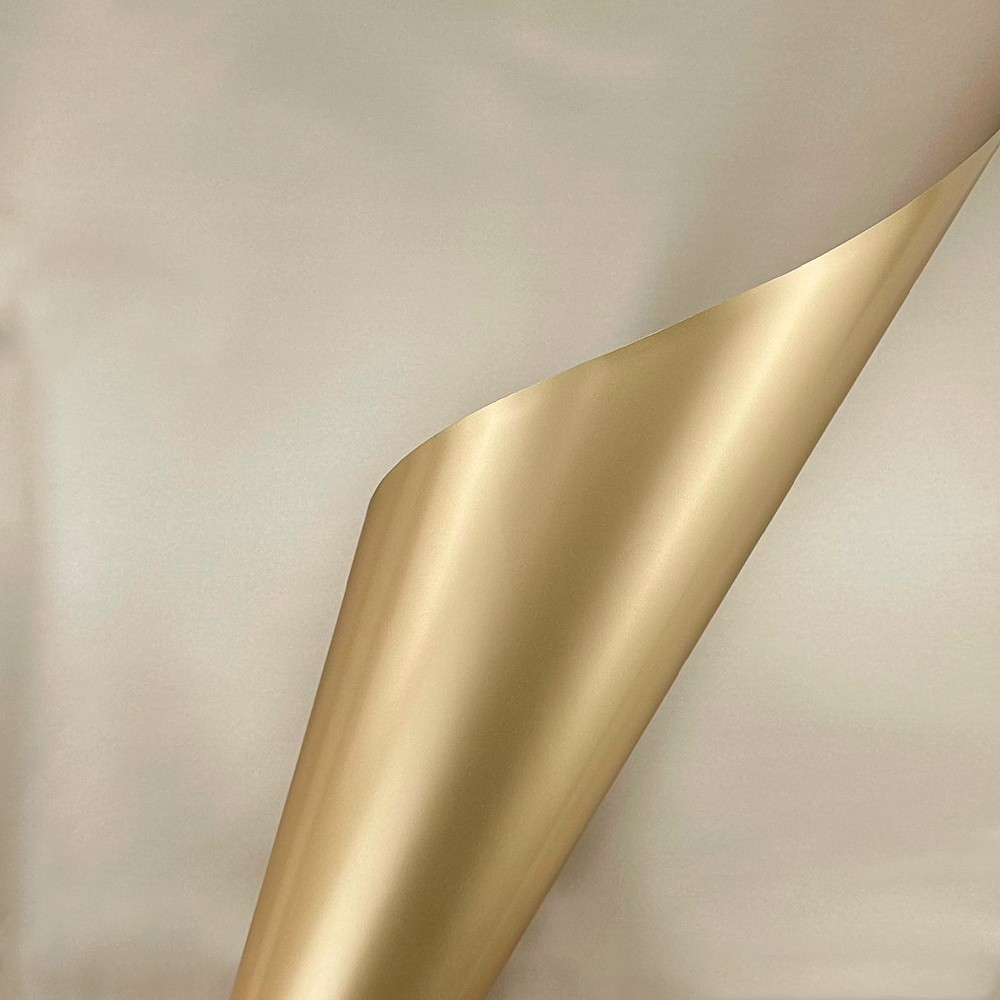 Двоен целофан в златист цвят с перличка "Double"